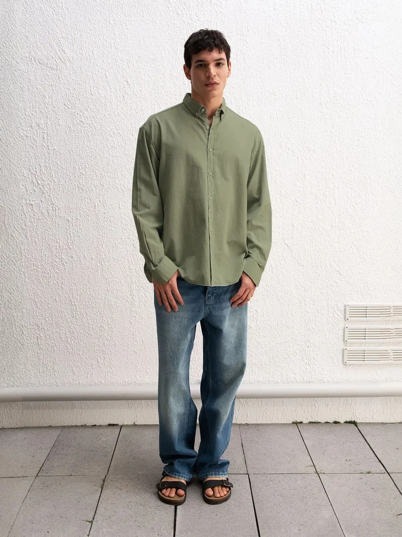 جيستو GIESTO Cotton Oversized Button-Up Shirt